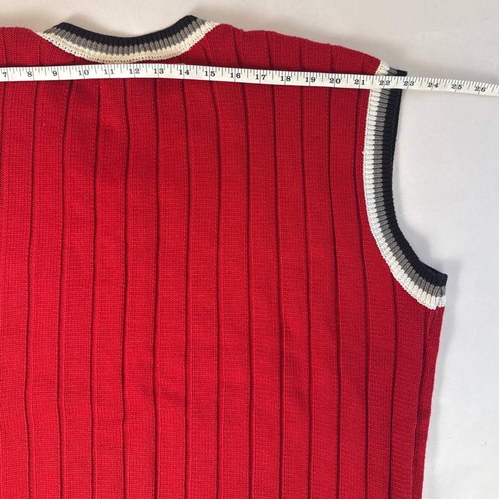 Vintage Y2K FUBU Red Cable Knit Sweater‎ Vest V-Neck Striped XL 90s Streetwear - Picture 9 of 10